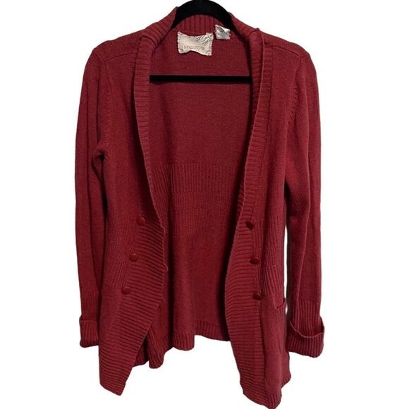 Sparrow-Anthropologie- Women’s Rust Red Double Breasted Button Front Cardigan, L - Picture 4 of 7